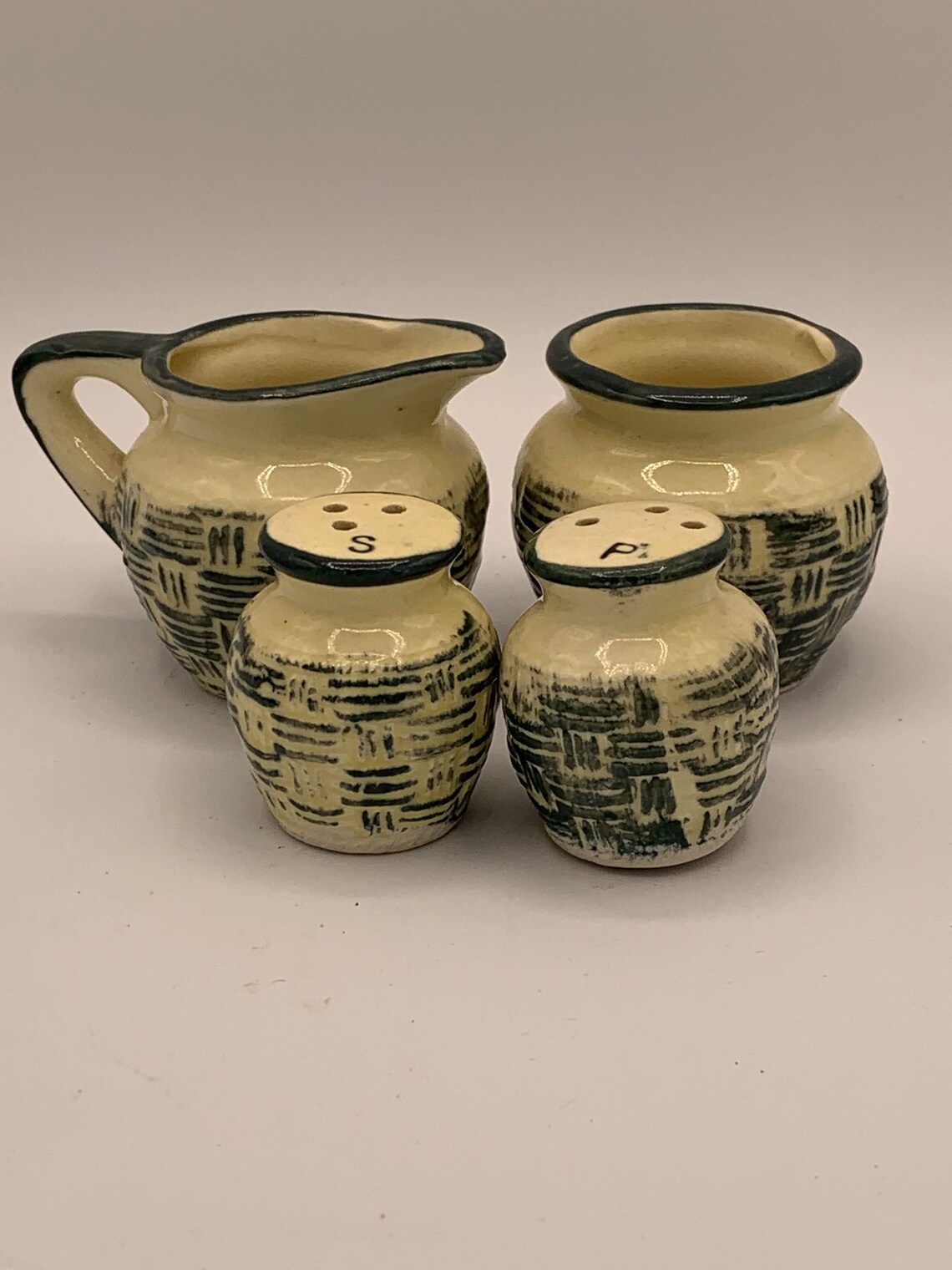 Vintage Salt and Pepper Sugar Bowl and Creamer Set Rustic Etsy