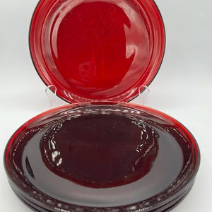 Ruby Red Glass Dinner Plates - 9 inches - Fire King Anchor Hocking - 1950s - Set of 4