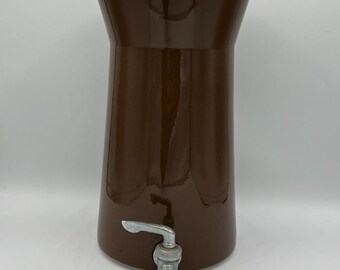 Vintage MIKASA Ceramic Beverage Dispenser DUPLEX Ben Seibel Browm Ceramic 1970's - Mid Century