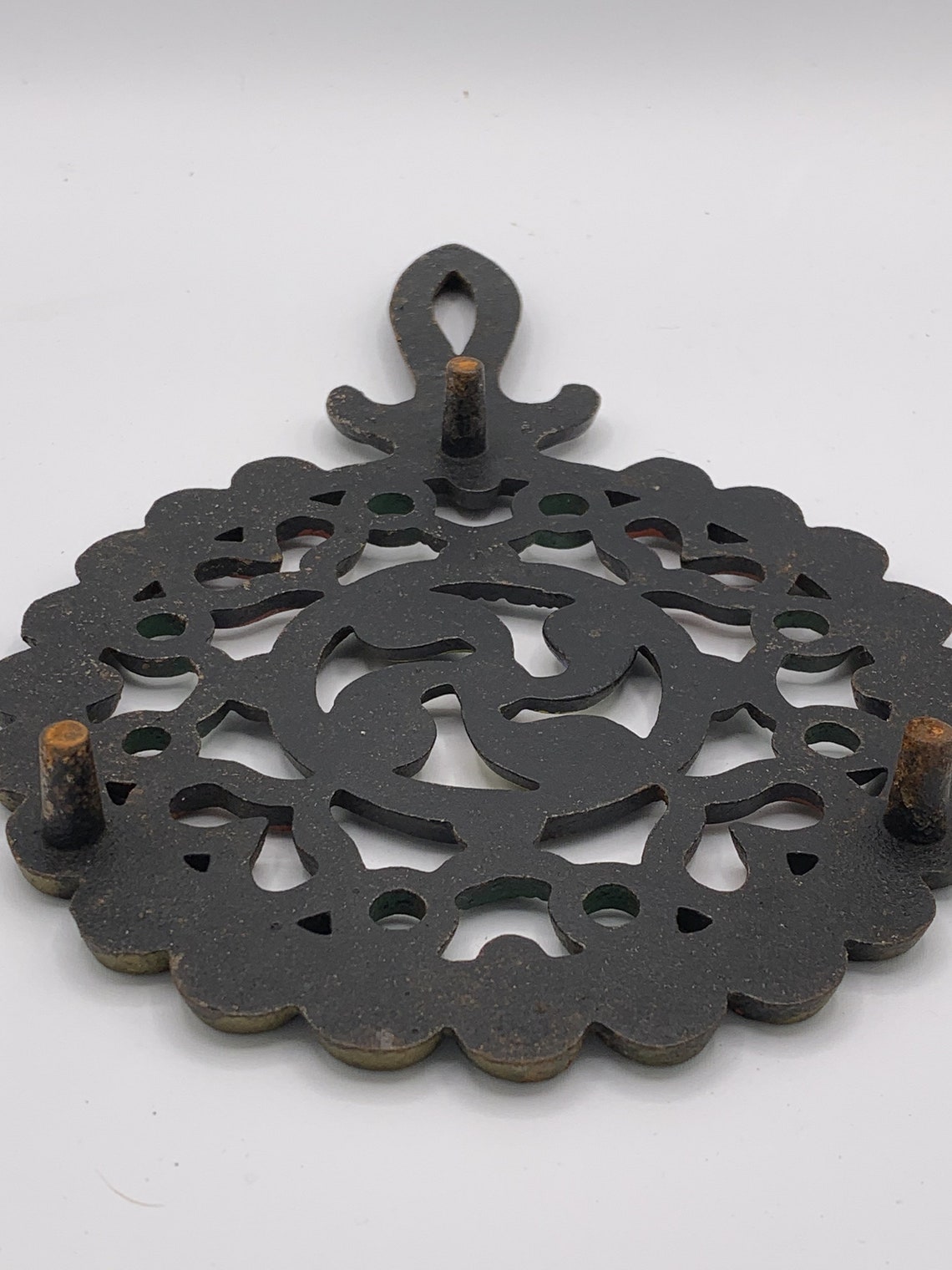 Wilton Painted Black Cast Iron Trivet Vintage Hearts and Etsy