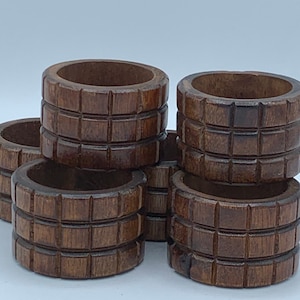 Vintage Napkin Rings - Carved Wood - So Amazing!!  Set of 12