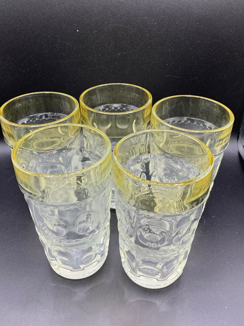 Vintage Heavy Pressed Glass Drinking Glasses Kings Crown Etsy