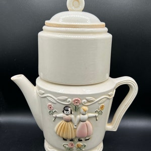 Vintage Japanese Teapot with Filter: Two-Part Brew & Serve