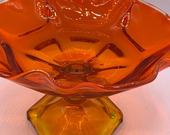 Viking Carnival Glass Amberina Red Orange Sunset Pedestal