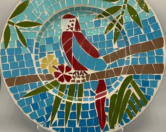 Mosaic Decorative Plate / Tray - Parrot - Great Decor Piece!