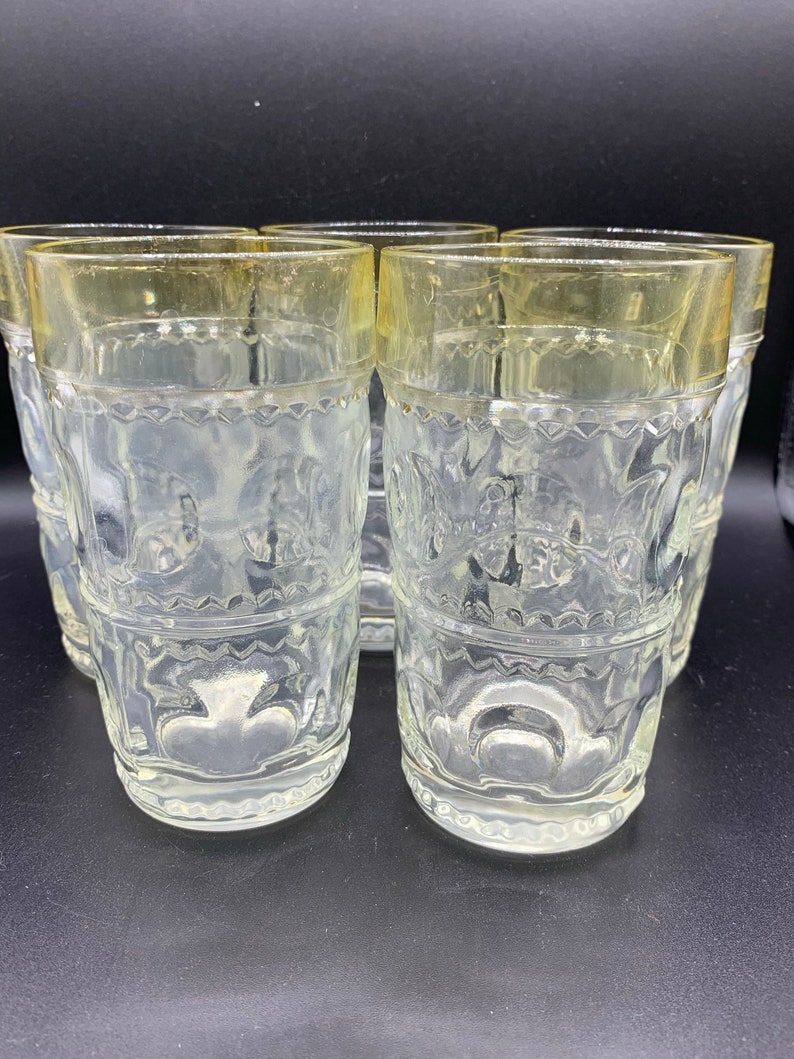 Vintage Heavy Pressed Glass Drinking Glasses Kings Crown Etsy