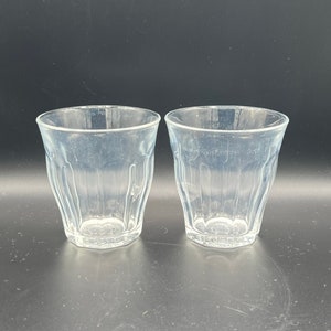 Vintage Duralex Tumblers: Clear Glass Set of Two