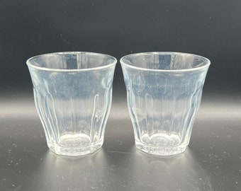 Vintage Clear Duralex Tumblers - Great for Whiskey OR a Glass of Milk!!  Set of Two!  Some Cloudiness.