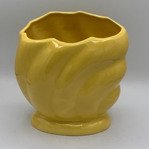 Vintage California USA Pottery - Bright Yellow Planter - Flower Design - So Cheerful!!