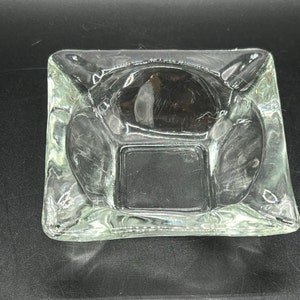 Small Mid Century Modern Classic Square Clear GLASS ASHTRAY 3.5" - So Retro!