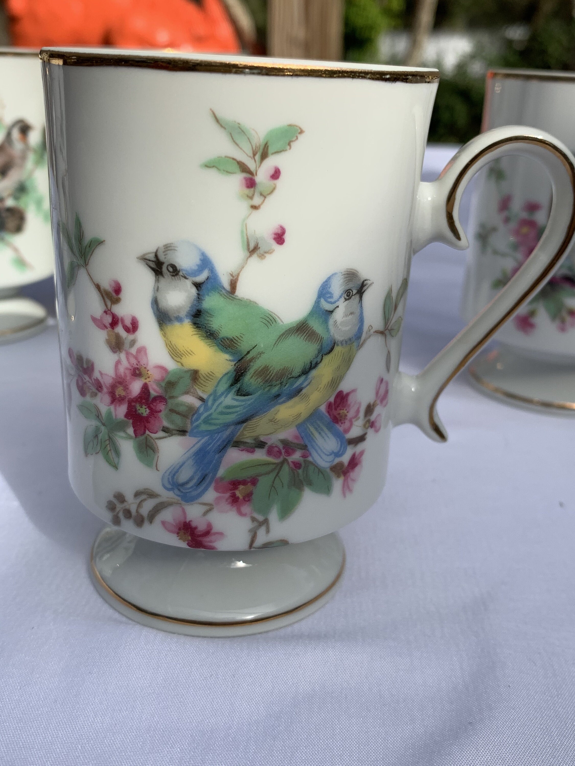 Buy Six Royal Crown Vintage Bird Mugs on Stem // Set of Six // Online ...