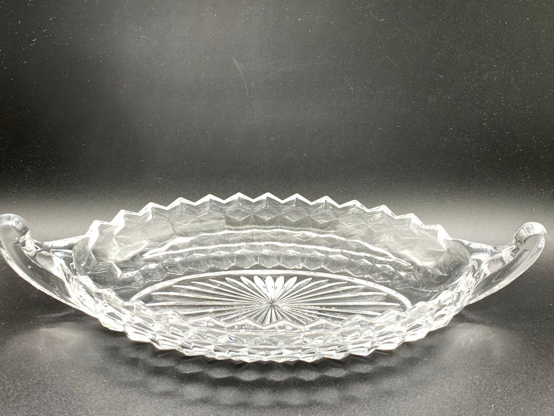 American Fostoria Crystal Bowl With Two Handles 12 Inches Etsy