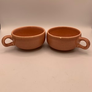 Vintage Pink Speckled Tea Cups - Mid Century Modern Set of Two
