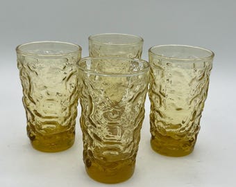 Vintage Milano Honey Gold Juice Glasses by ANCHOR HOCKING - Set of 4 - Exceptional!!