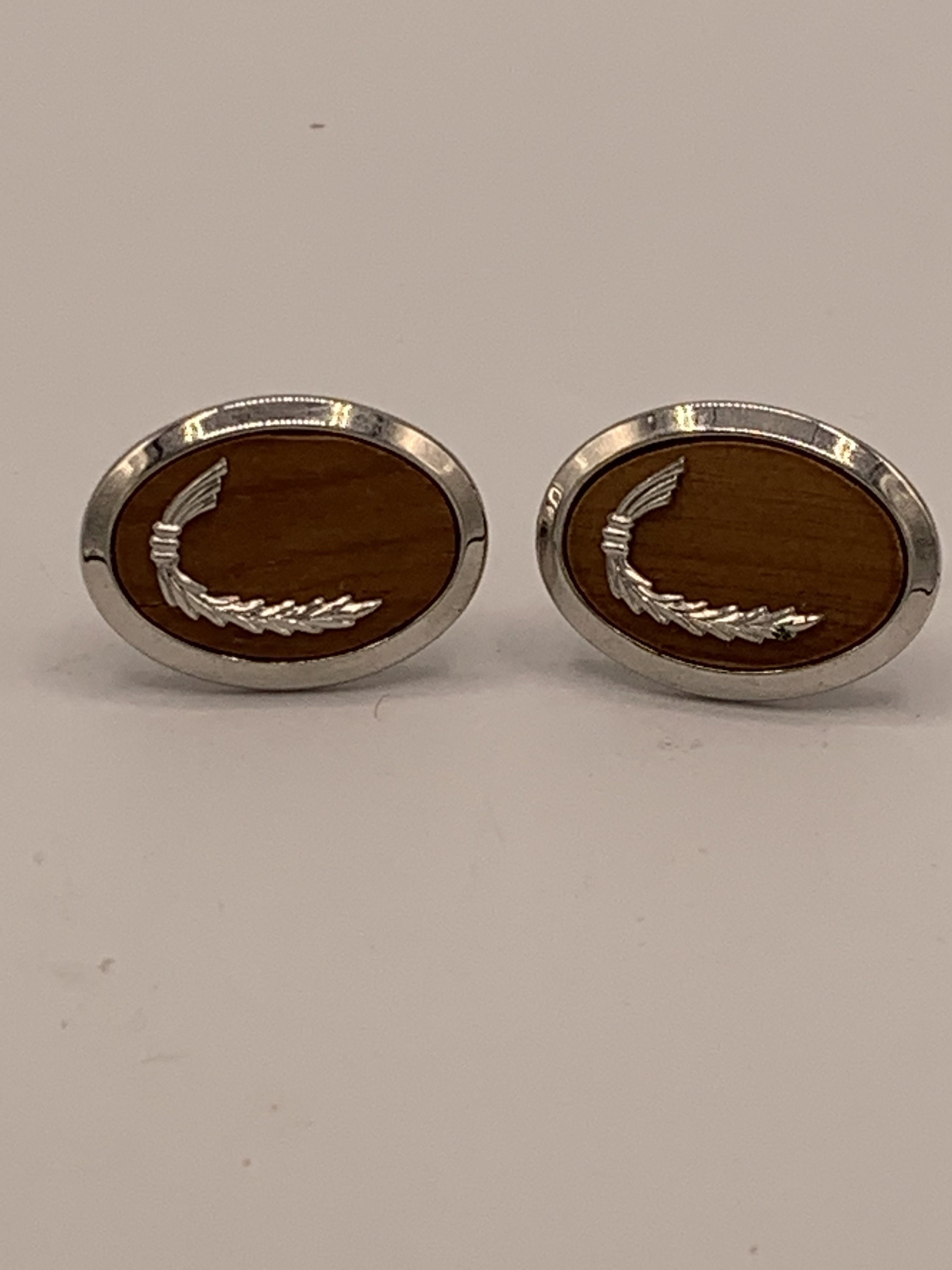Vintage Hickok Cufflinks Silver Tone With Wood Enamel and Etsy Ireland