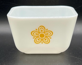 PYREX - Plato pequeño para refrigerador - Butterfly Gold - 501-C - Vintage - Mediados de siglo - MCM - Sin tapa