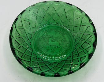 Vintage Indiana Glass Zodiac Bowl: Green Astrology Decor