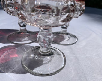 Set of 4 Wine Glasses, Kings Crown or Thumbprint Pattern, Ruby