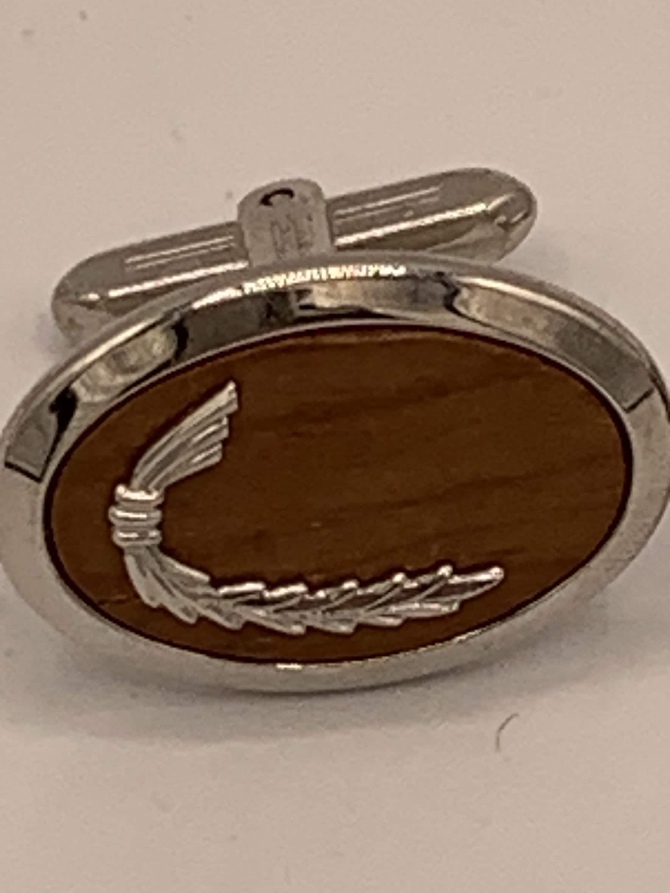 Vintage Hickok Cufflinks Silver Tone With Wood Enamel and Etsy Ireland