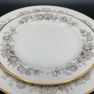 Vintage Noritake China: Virginia Pattern, Taupe Floral, Gold Accent