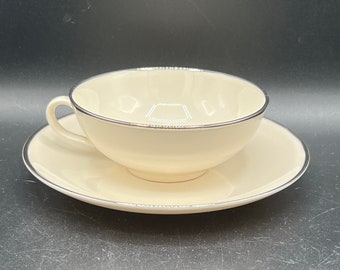 Franciscan Masterpiece China Ivory w/ Platinum Band Cup & Saucer Set - Fine China!
