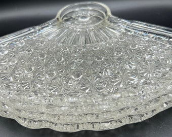 Vintage Anchor Hocking Royal Ruby Snack Plate Set: Daisy & Button Fan, 1938