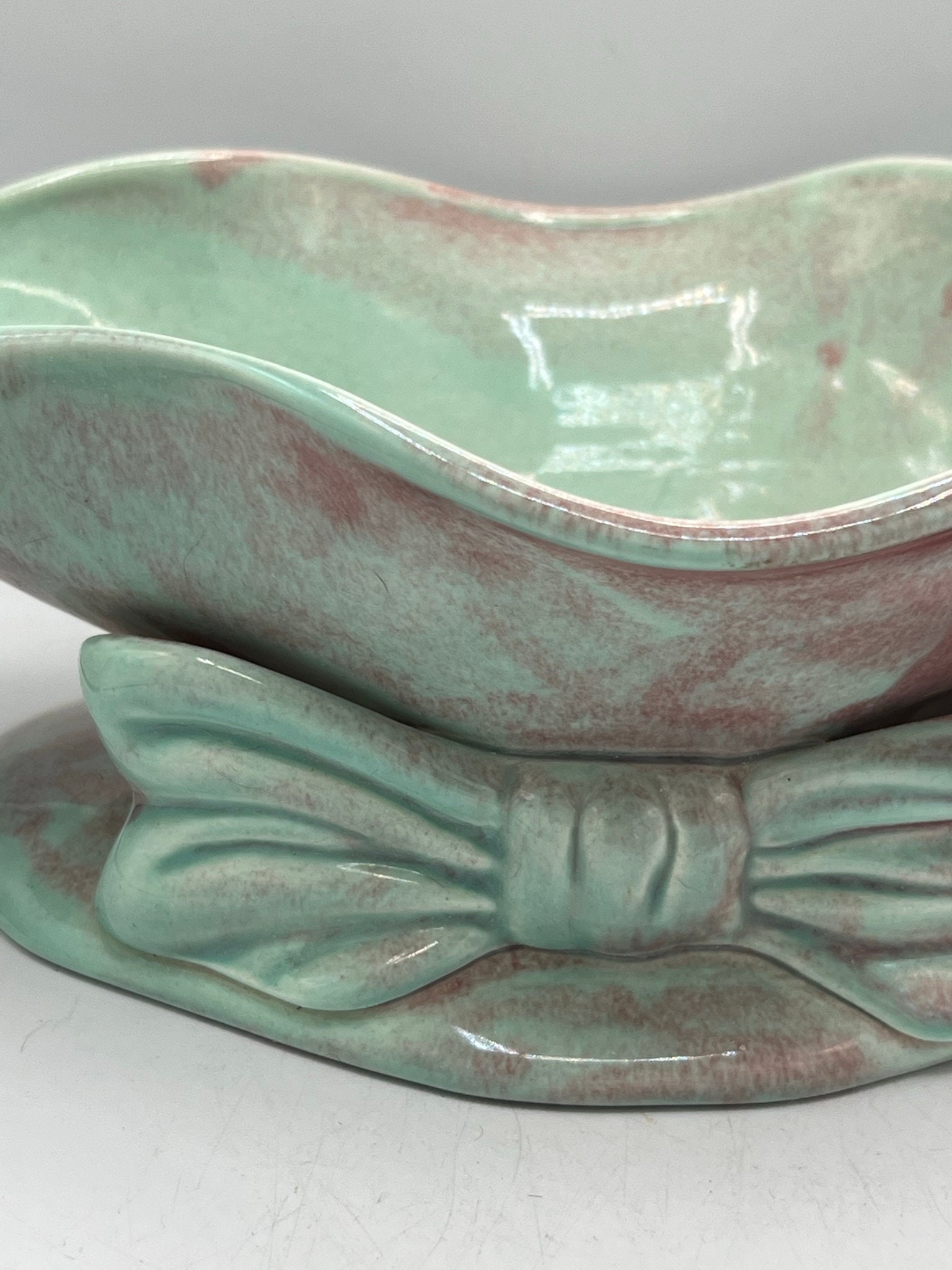 Vintage California USA Pottery - Ceramic Turquoise Basket