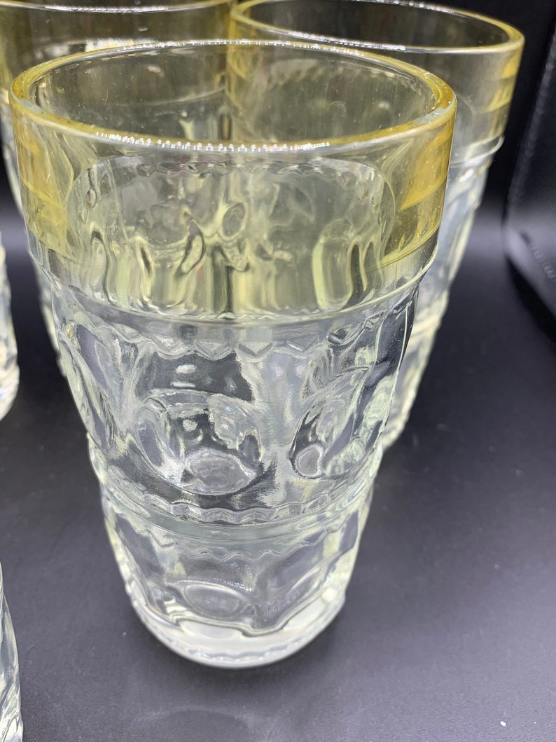 Vintage Heavy Pressed Glass Drinking Glasses Kings Crown Etsy