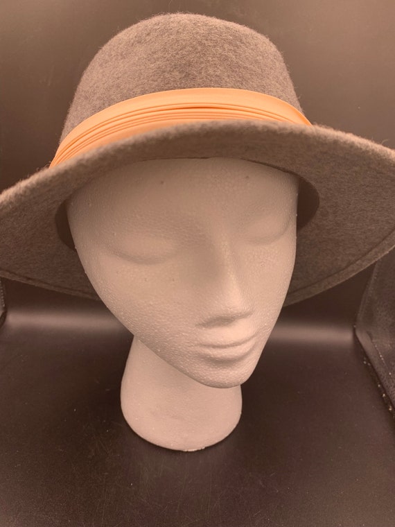 Vintage Wide Brimmed Gray Wool Hat - Fabini NY - Etsy display picture 2