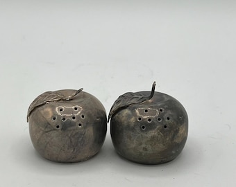 Vintage Pewter Apple Salt and Pepper Shakers