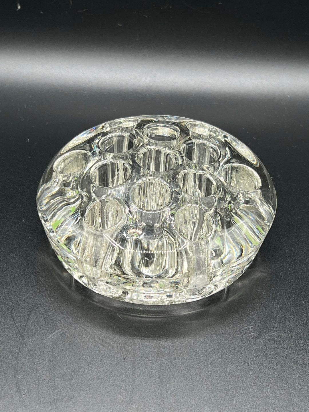 Vintage Crystal Clear Glass Flower Frog Flower Holder 12 Etsy