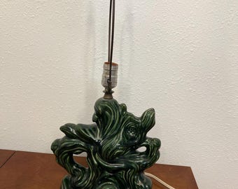Vintage Green Tree TV Lamp: Mid-Century Modern Acorn Finial Decor