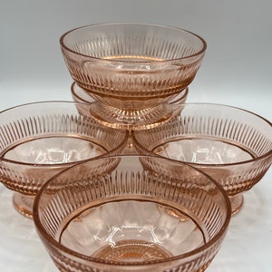 Vintage Anchor Hocking Pink Depression Glass - Short Ribbed Sherbet Dishes - Set of 5 - So Pretty!!