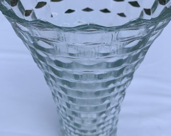 Vintage Fostoria American Clear Glass Cube Vase - 10&quot;