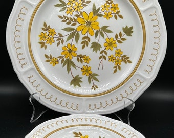 Vintage Mikasa Latina Dinnerware: Mid-Century Yellow Floral Plates