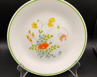 Vintage Corelle Wildflower Dishes: Orange, Blue, Yellow Floral, Green Trim