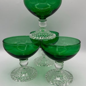 Green Burple - Sherbet / Champagne Glass by ANCHOR HOCKING - Set of 4 - So Fantastic!!