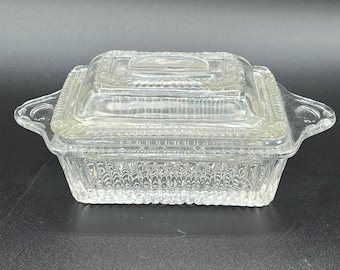Vintage Three Part Glass Covered Butter Dish / Refrigerator Dish