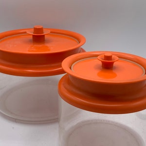 Tupperware Harvest Orange Push Button Lid Jar Canister Container Lot  Vintage