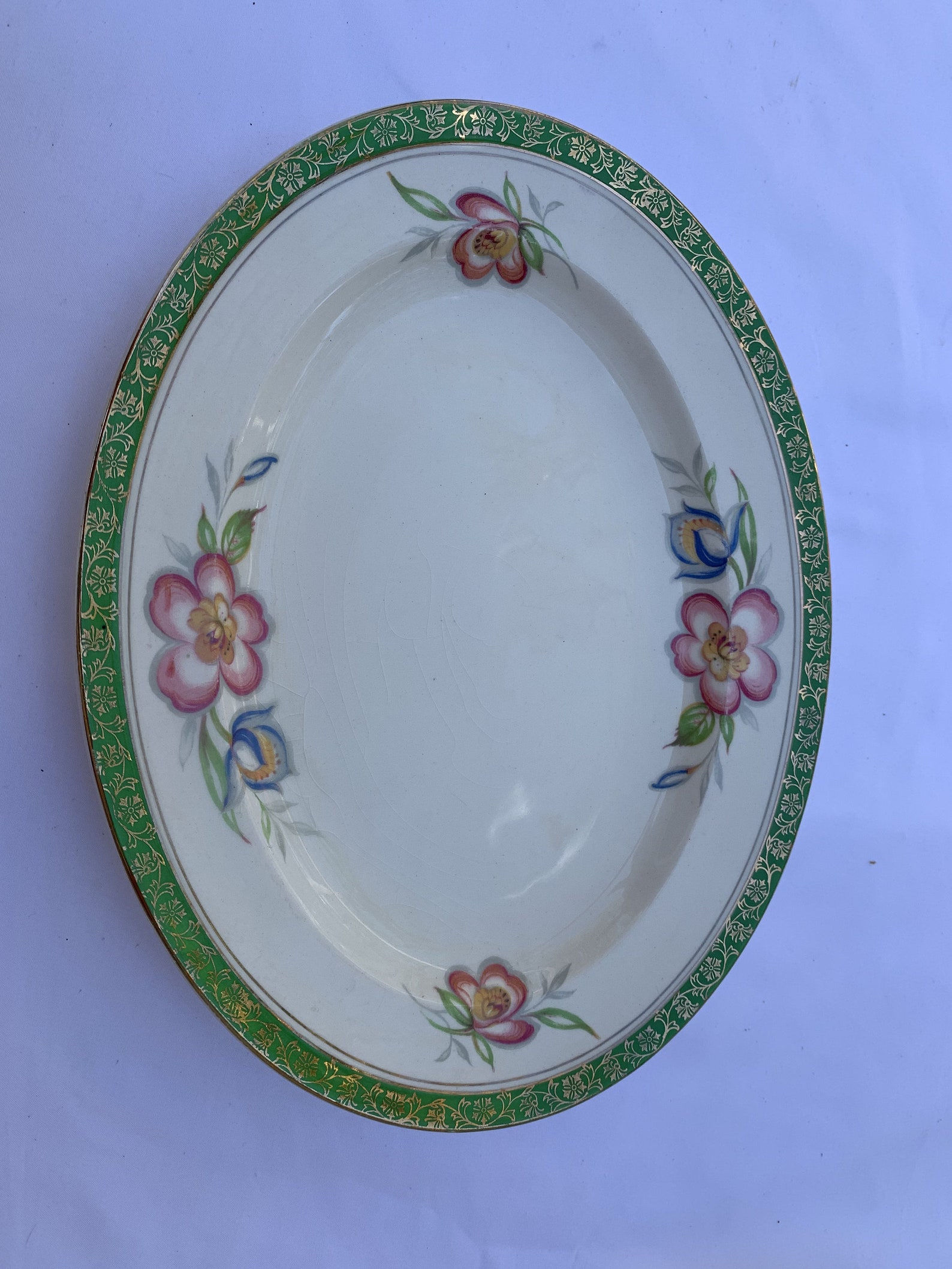 Vintage Alfred Meakin Hereford vert Staffordshire Angleterre Chine assiettes à dîner