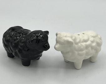 Vintage Salt and Pepper Shakers: Black and White Sheep - So Cute!!