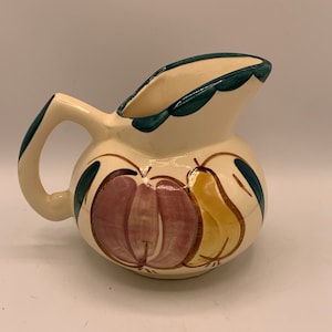 Puritan Slip Ware Pottery Apple & Pear Water Pitcher Vintage Mid Century