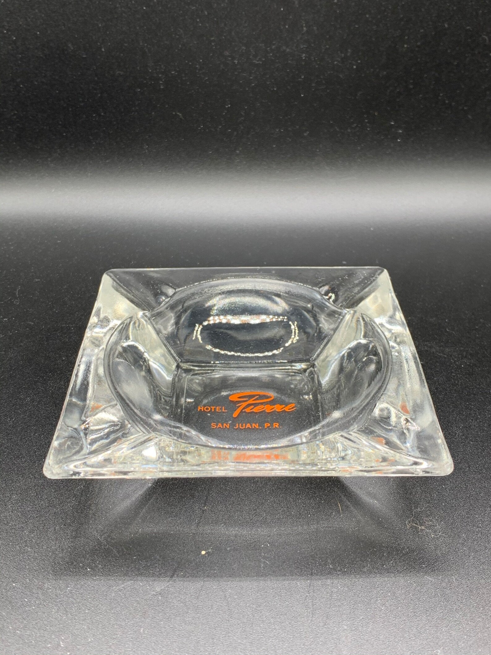 Vintage Square Pressed Glass Ashtray Hotel Pierre San Juan Etsy