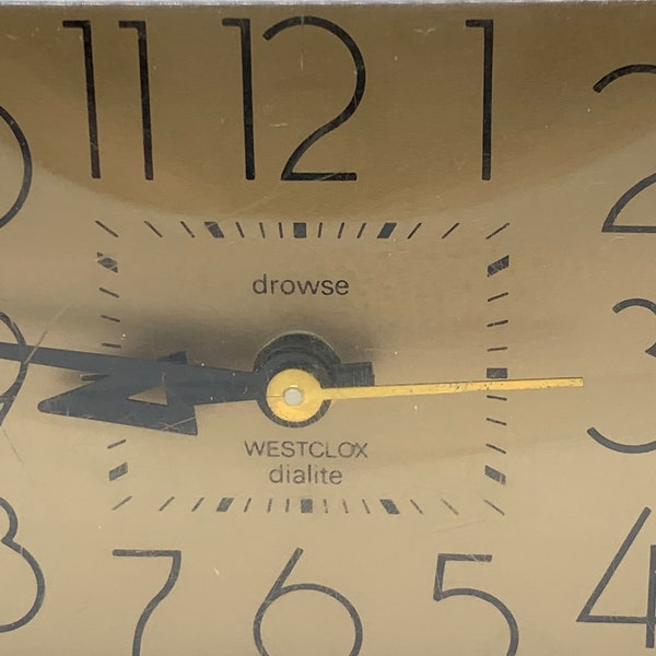 Vintage Westclox Dunmar Drowse Dialite Alarm Clock, Model 22196, Brown Case