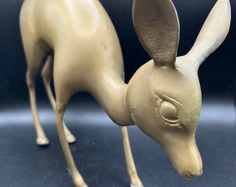 Vintage Large BRASS Deer - GREAT Details, Wonderful Mid Century Form!!  Mid Century Fabulous!!  Bambi is Alive!!