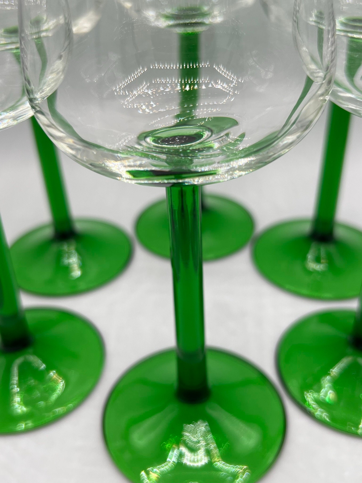 Luminarc France Green Stemmed Wine Glass Set of Six Retro Etsy