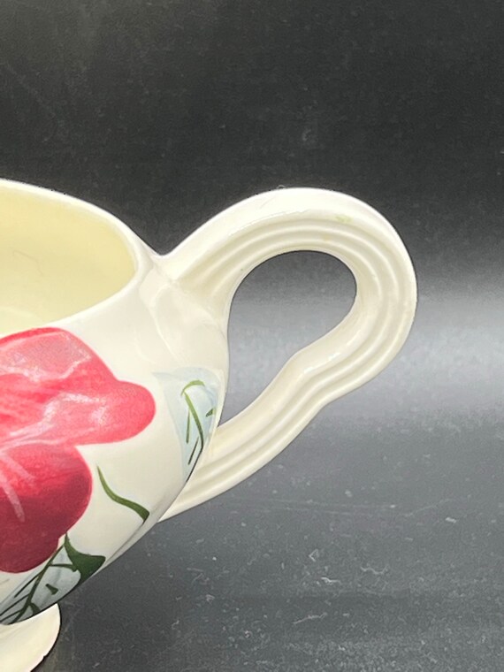 Vintage Mid Century Creamer Gravy Boat: White With Red Flowers - Etsy