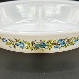 Vintage Glasbake Blueberry Divided Casserole: 1950s Kitsch Kitchen Decor