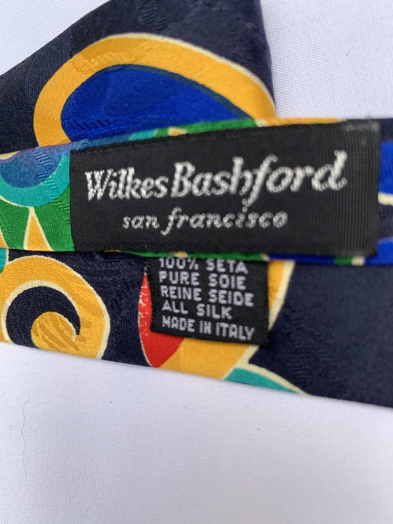 Perfect Condition Black Background with Bright Colors Graphic Design Wilkes Bashford Vintage Men/'s Silk Necktie