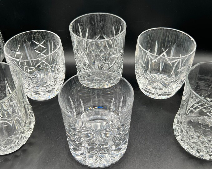 6 Crystal Vintage Tumblers Very Heavy Diamond and Waffle Etsy